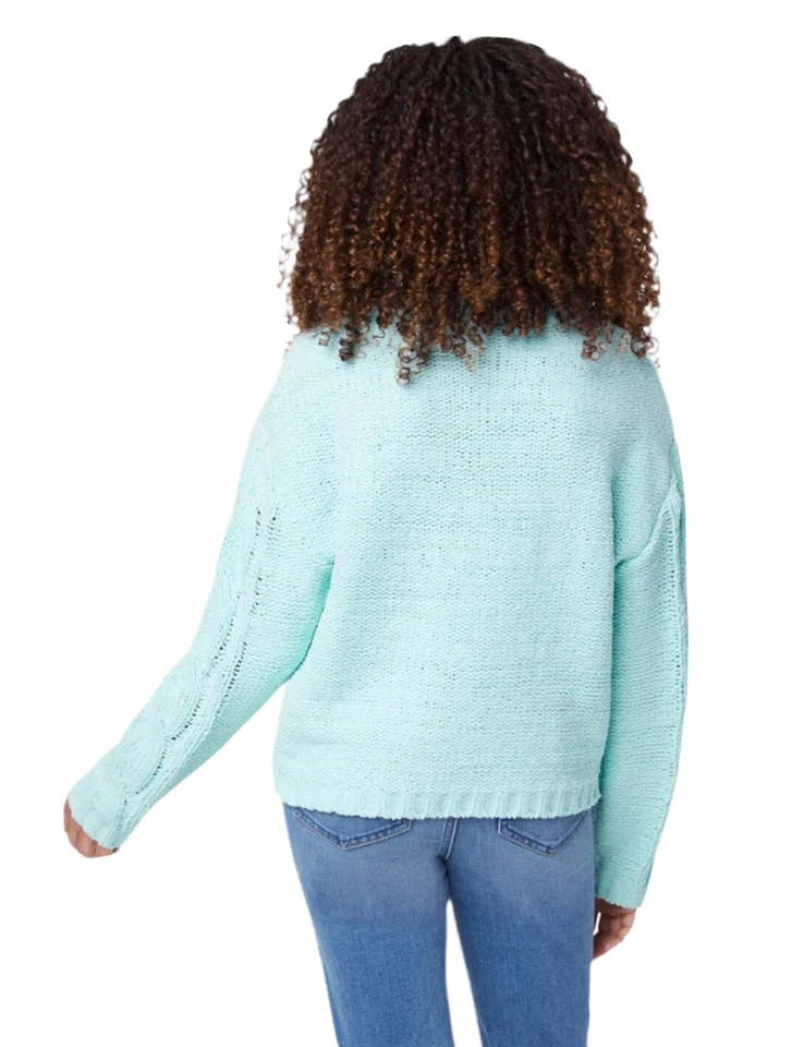 Justice Girls Sweater Aqua Size 16/18 Plus Pullover Long Sleeve Warm Cable Knit - Image 3 of 4