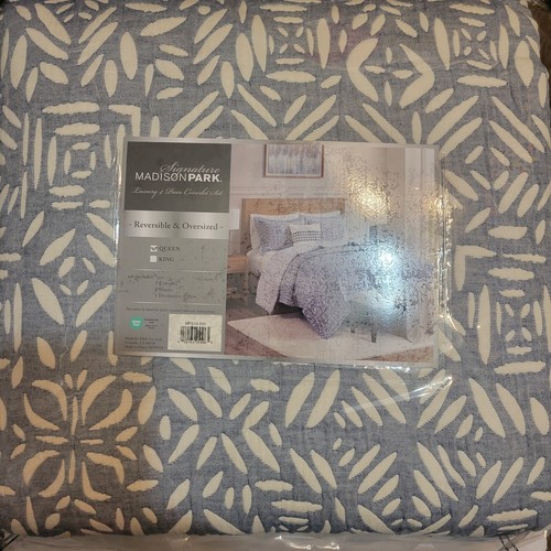 Madison Park Signature Harmony 4pc Oversized Reversible Matelasse Coverlet Blue - Picture 6 of 6