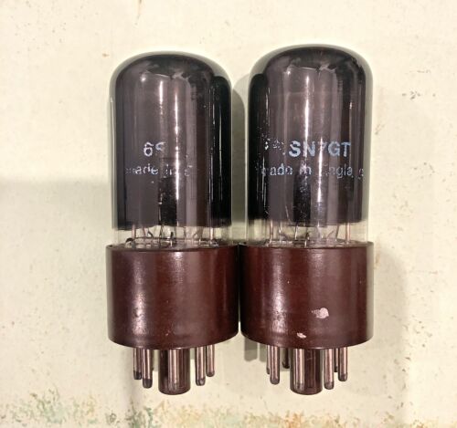 Brimar 6SN7GT/CV1988 Brown Base Smoked Glass NOS Testing Matched Pair - Picture 1 of 3