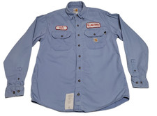 Carhartt FR Flame Resistant Shirt Men's Medium Blue Long Sleeve CAT2 Workwear