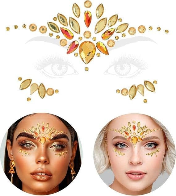 Gold Diamond Face Jewels Stickers Festival Fancy Dress Makeup