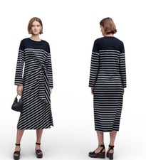 NWT $118 Madewell Side-Tie Knot Maxi Dress in Dark Navy Stripe - Size XL