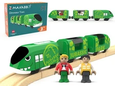 Toy Train Set for Wooden Tracks, Battery Operated Train for Toddlers, Motoriz...