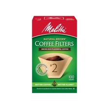 Melitta #2 Cone Coffee Filters, Natural Brown, 100 Count - Fits all 2-6 Cup Cone