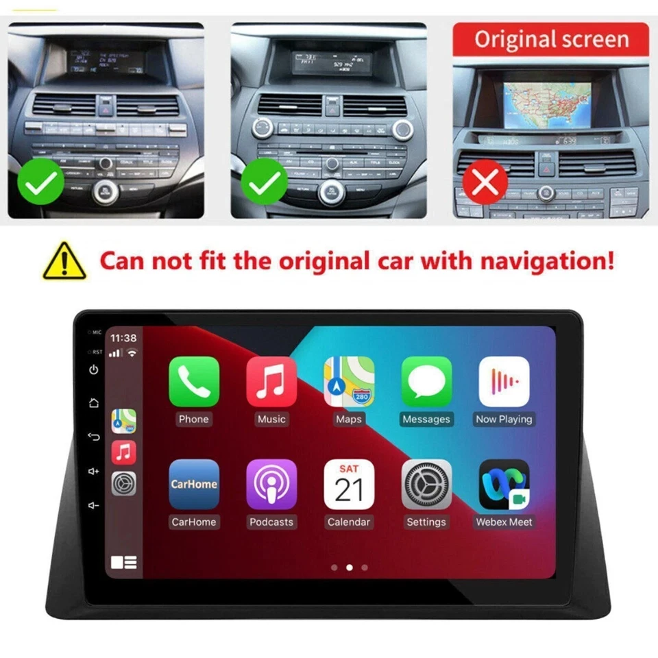 Para Honda Accord 2008-2012 Android Auto Apple Carplay Coche Estéreo GPS Navegación Radio Foto 3 de 4