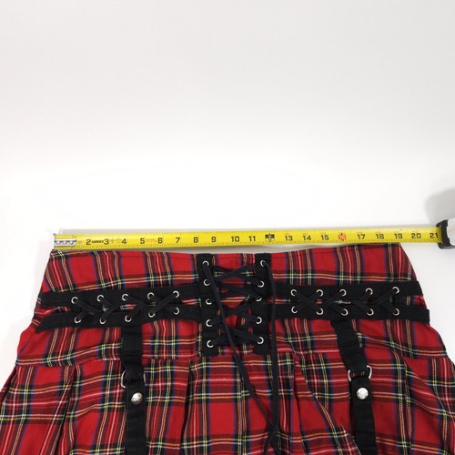 Vtg Tripp NYC Red Plaid Miniskirt Size 16 Lacing Straps Skirt - Picture 9 of 10