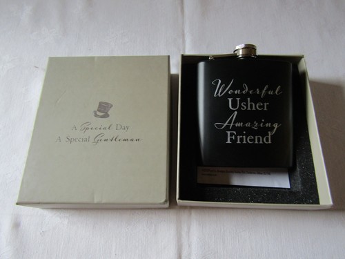 NEW 6oz STAINLESS STEEL HIP FLASK WONDERFUL USHER AMAZING FRIEND. - Picture 2 of 3