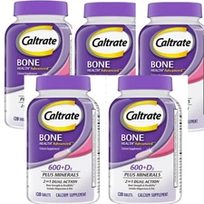 5 Pack Caltrate 600+D3 Plus Minerals – 120 Tablets Each Bone Health Supplement