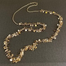 Collar Estrella Tono Dorado Dije Cadena Larga Celestial Cuelga Racimo 40" Ópera