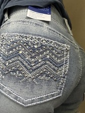 Women  s Apt. 9 Tummy Control Potassium Bling Bootcut Jeans Mid Rise Size 10 NEW