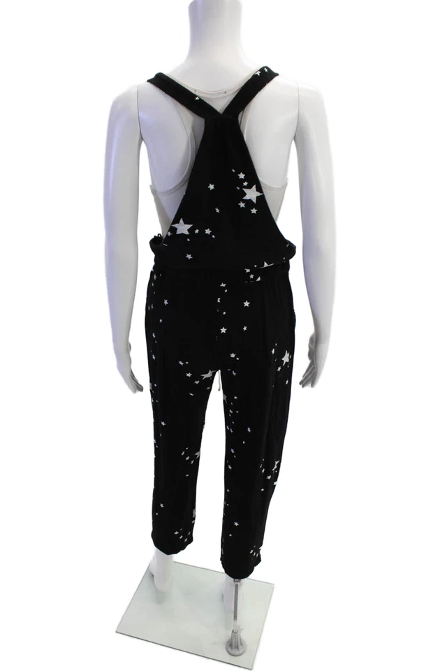 Monrow 女式星星印花无袖连身裤黑色白色棉质 M 码 — 第 3/4 张图片