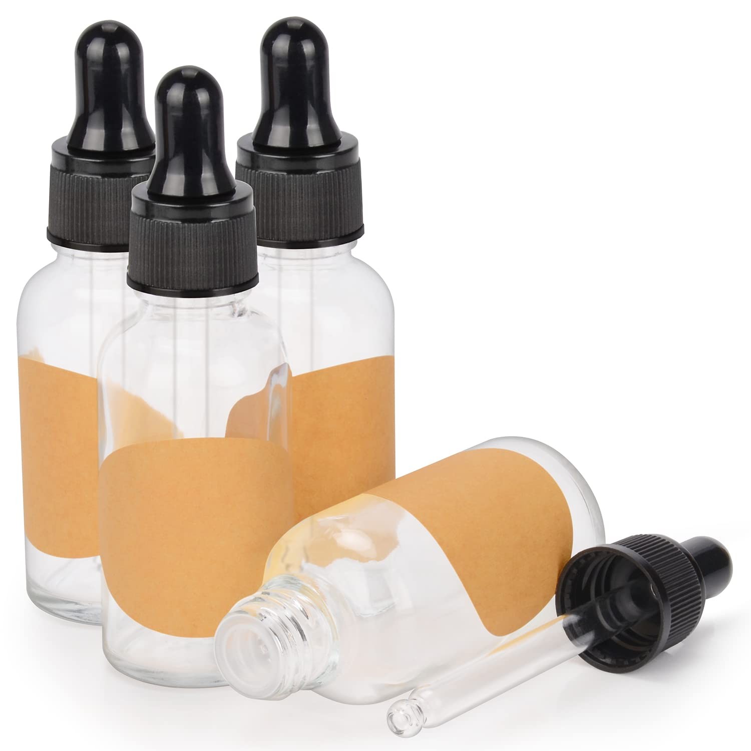 Flacon vide avec pipette en verre lot de 4 pour cosmétique DIY