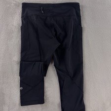 Lululemon Performance Crop Leggings Womens Size 6 Black High Rise Stretch