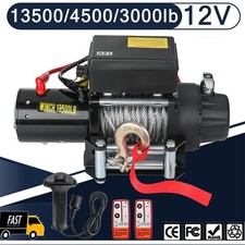 12V 13500lb/4500lb/3000lb ELECTRIC WINCH WIRELESS REMOTE STEEL ROPE RECOVERY