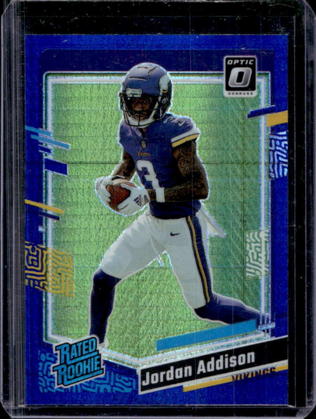 2023 Donruss Optic Jordan Addison Blue Hyper Prizm Rated Rookie #271 Vikings