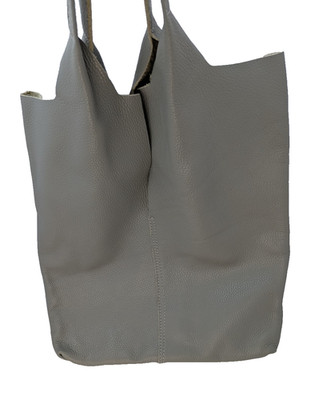 Borse in Pelle Hobo Genuine Leather Bag Italy Light Gray Attached Small Purse