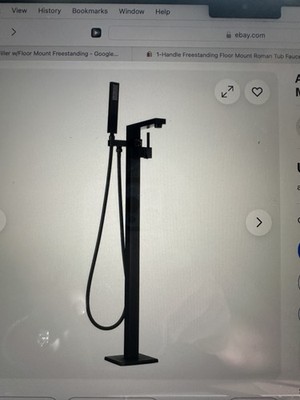 Stand Alone Tub Filler w/ Floor Mount - Freestanding Gold and Black AKDY TF0052