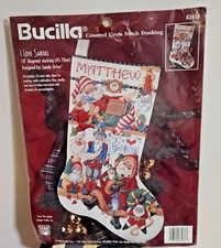 Bucilla 83433 I Love Santas Counted Cross Stitch Stocking Kit 18" Diagonal 1996