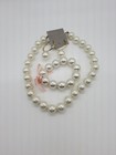 Vintage Faux Pearl Beaded Necklace Bracelet Pierced Earrings Set — photo 2