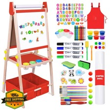 Joyooss Art Easel for Kids Easel for Toddlers,Adjustable Standing Wooden Todd...