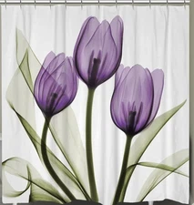 Purple X-ray Tulips Shower Curtain Laural Home Transparent Flowers Decor