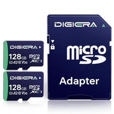 128GB MicroSDXC UHS-I Memory Card with Adapter - 100MB/s, C10, U3, V30, 4K UHD,