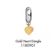 Lovelinks 1180901 Dangle 14K Gold Heart & 925 Sterling Silver Bracelet Charm