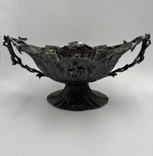 Antique International Silver Co. Barbour SP Ornate Handled Silverplate Compote