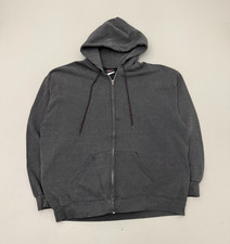 Vintage 90s Faded Black Full Zip Hoodie Sun Faded Biker Sweater Black Size XL