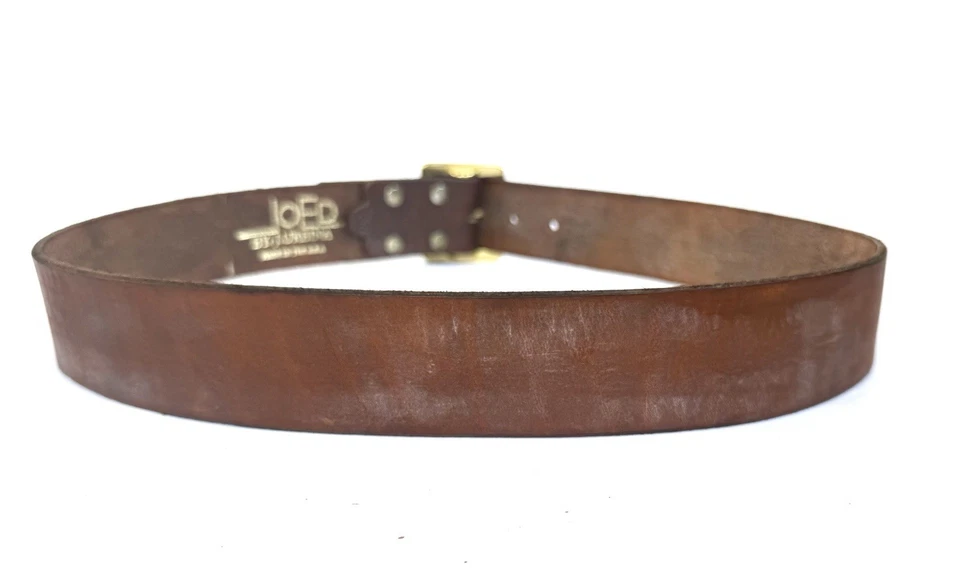 Cinturón Joed de cuero marrón vintage envejecido. Hebilla extraíble mediana grande talla 36. Foto 2 de 4