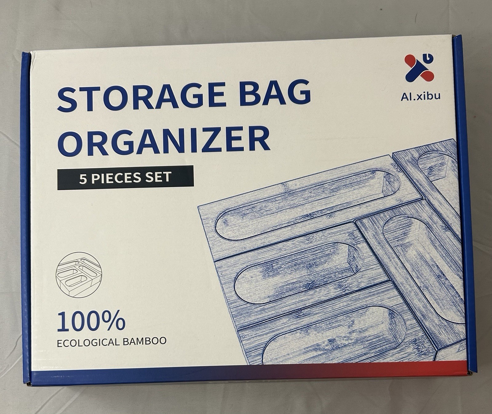 Aixibu 100% Ecological Bamboo Storage Bag Organizer 5 Piece Set