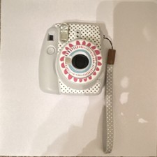Fujifilm Instax Mini 9 White Vintage Instant Camera with Polka Dot Strap Case