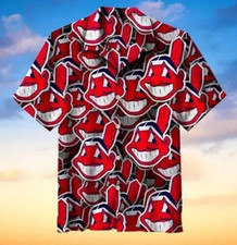 Cleveland Indians All Logo 3D Hawaiian Shirt For Sports Fans S 5XL
