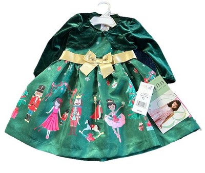 Bonnie Jean Nutcracker Dress & Green Velvet Cardigan 12 Month New Tags Baby  Doll | eBay