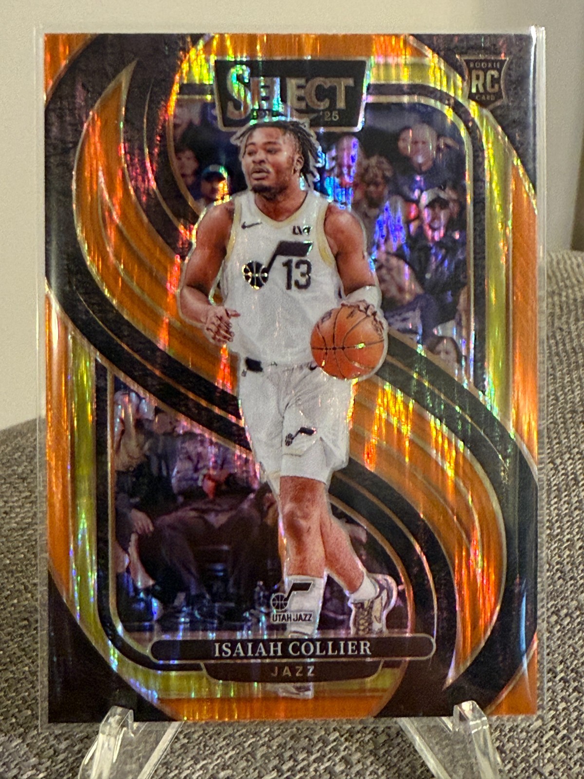 Isaiah Collier 2024-25 Panini Select Premier Level Orange Flash Prizm RC no 178