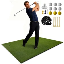 5x4ft Golf Mat: Dual Turf, Alignment Aids, Cushioned Base – Indoor/Outdoor Use