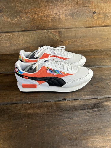 Puma Future Rider International Game White & Orange Sneakers Shoes Men Size 10.5 - Picture 4 of 15