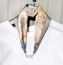 1PCS Satin Scarf Necklace Pearl Charm Soft Elegant Chic Lightweight Accessory