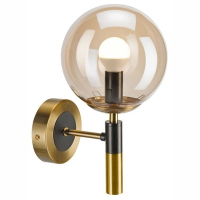 Wandlampe Glas Metall in Gold G9 H:26,5 cm Kugel Wandleuchte Flur Schlafzimmer