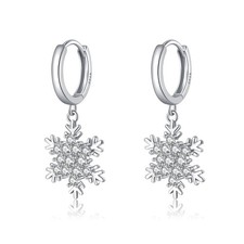 925 Sterling Silver Snowflake Dangle Earrings for Women Teen Girls Christmas Sno
