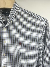 Ralph Lauren Blake Mens Button Down Shirt XL Blue Plaid Long Sleeved