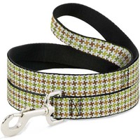 Dog Leash 6-FEET Houndstooth White/Green/Brown (Us Import)