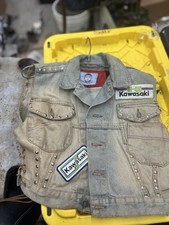 Vintage Medium Kawasaki Motorcycle Vest With Club Patch - 535-EB-SW2