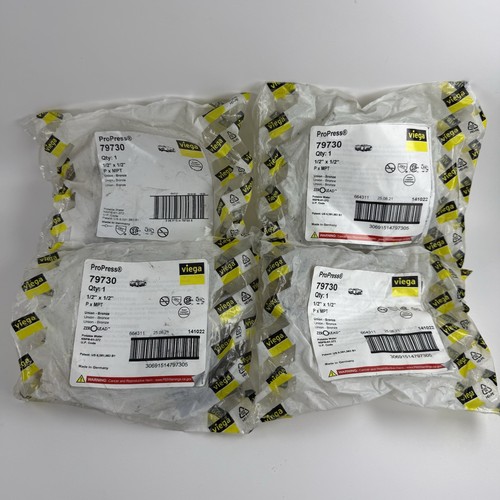 Viega ProPress 79730 1/2” x 1/2” P x MPT Bronze Union Lot of 4 NEW