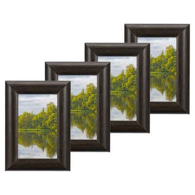 4Pcs Wood Picture Frames 2 x 3 Inch Wooden Photo Frame with Mat Walnut Color