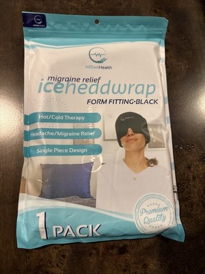 Migraine Relief Cap Ice Head Wrap Hat Hot/Cold Gel Pack W Face & Eye Mask NEW