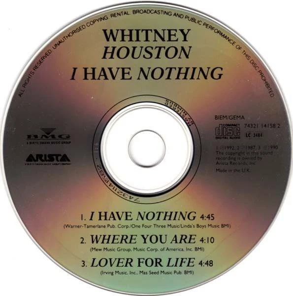 Whitney Houston – I Have Nothing (CD, Arista 74321 14158 2)
