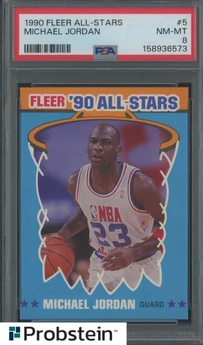 1990 Fleer All-Stars #5 Michael Jordan Chicago Bulls HOF PSA 8 NM-MT