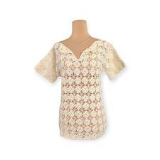 70s Cotton Crochet Sweater Top