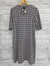 Talbots Womens Xlarge Mid Sleeve Split Neck Tactel Beach Dress Pink Navy